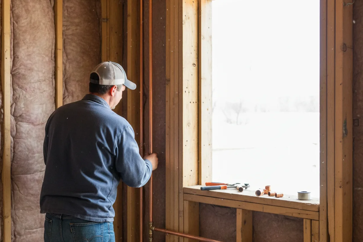 Licensed plumber running new copper supply lines in a Amawalk home