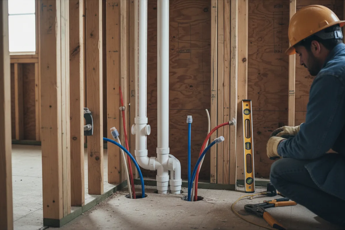 Drain and supply rough-in during Drain Cleaning in Amawalk